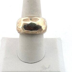 Estate Sterling Silver 925 Hammered Dome Ring Band Thailand Size 8, 7.9g